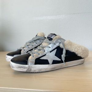 Golden Goose Superstar Black Sabots, Size 39